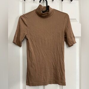 Everlane Tan Mock Neck Shirt